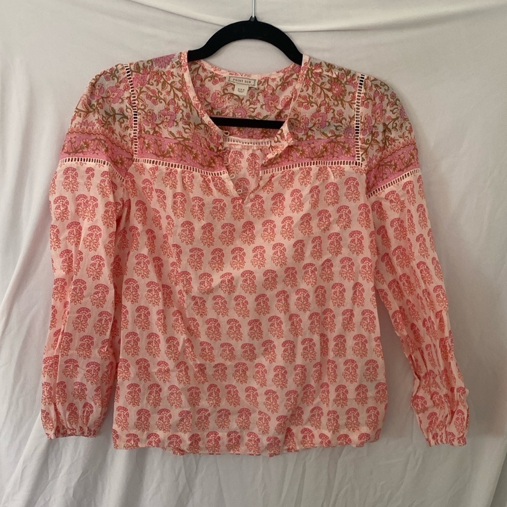 Point Sur JCrew block print top  XXS
